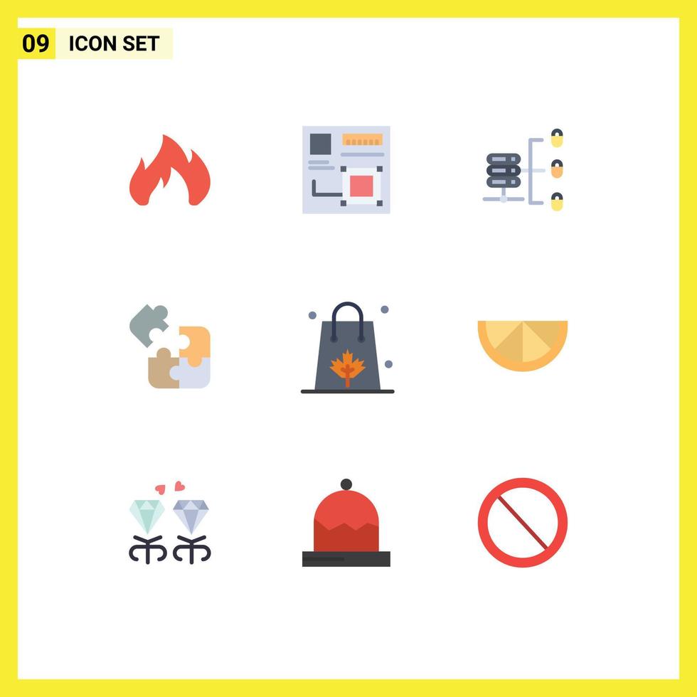 9 Universal Flat Color Signs Symbols of bag solution web science jigsaw Editable Vector Design Elements