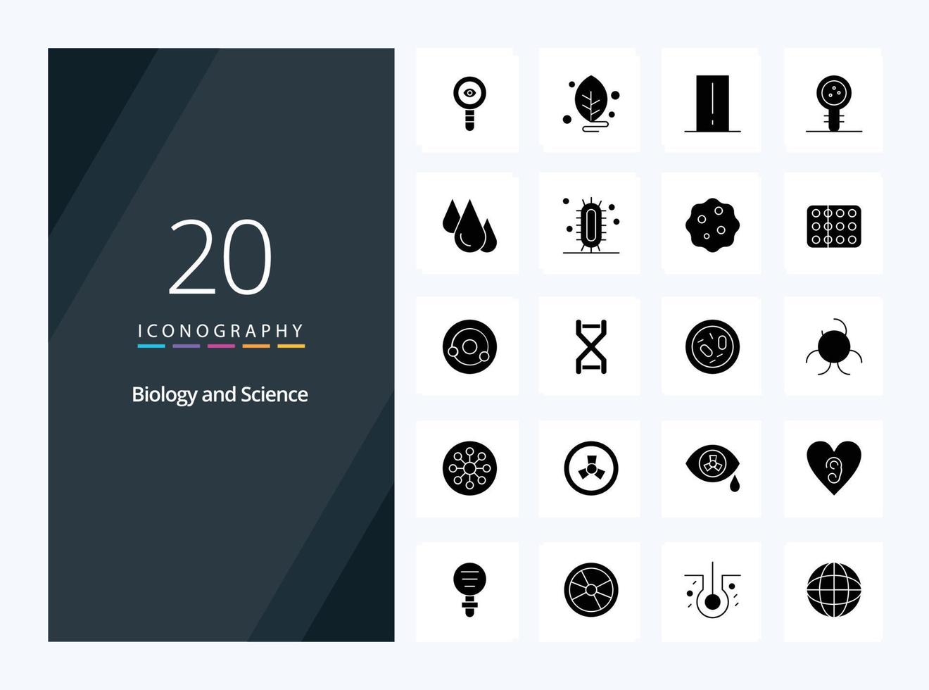 20 Biology Solid Glyph icon for presentation vector