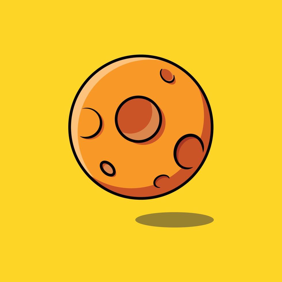 Cute moon cartoon vector icon illustration on yellow background