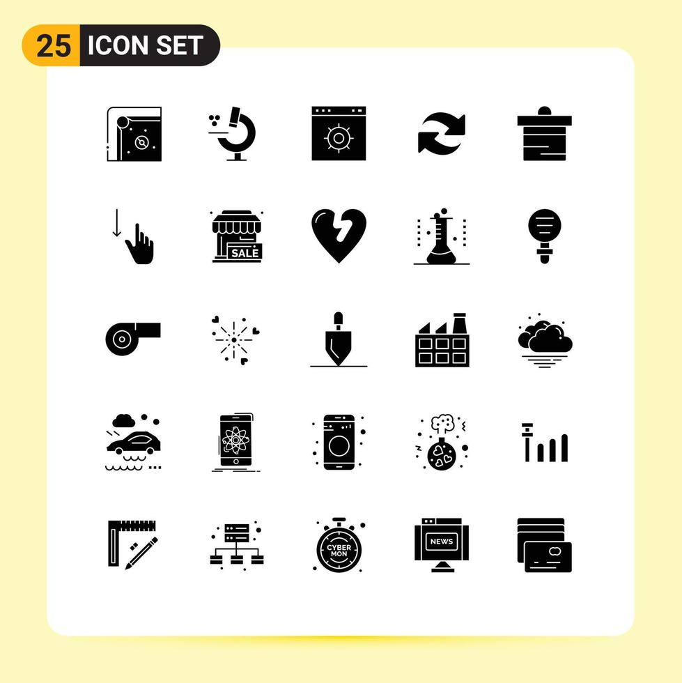 Modern Set of 25 Solid Glyphs Pictograph of finance deposit internet repeat reload Editable Vector Design Elements