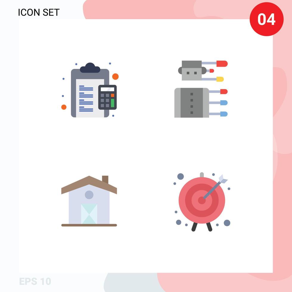 Pack of 4 Modern Flat Icons Signs and Symbols for Web Print Media such as calculate spa duties chinese house Editable Vector Design Elements