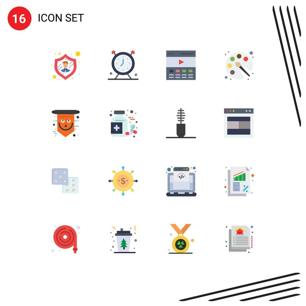 Group of 16 Modern Flat Colors Set for flag drawing communication color user Editable Pack of Creative Vector Design Elements