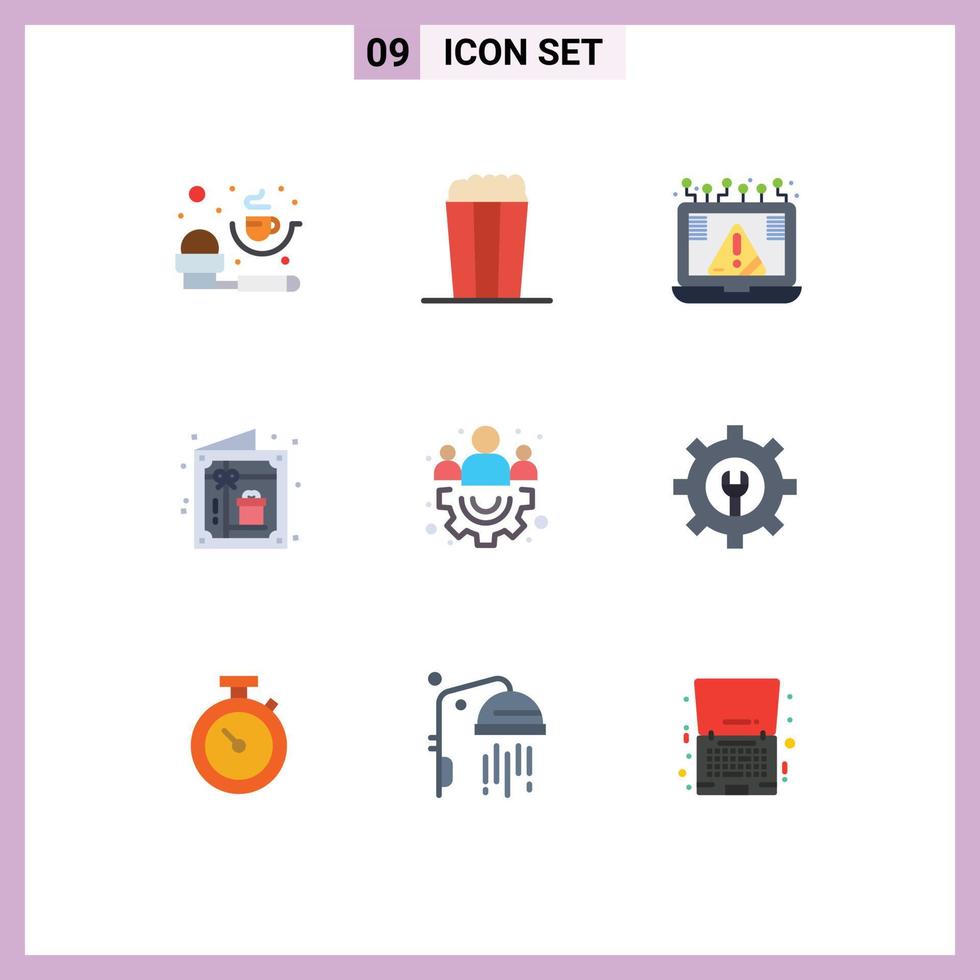 Universal Icon Symbols Group of 9 Modern Flat Colors of management party crime invitation birthday Editable Vector Design Elements