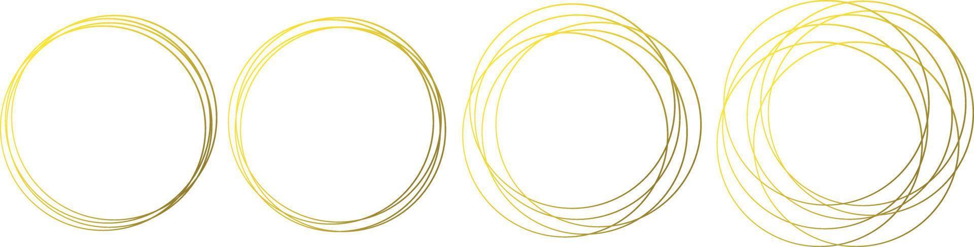 Set of hand drawn gold circle vector