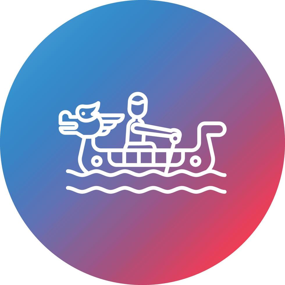 Dragon Boat Racing Line Gradient Circle Background Icon vector