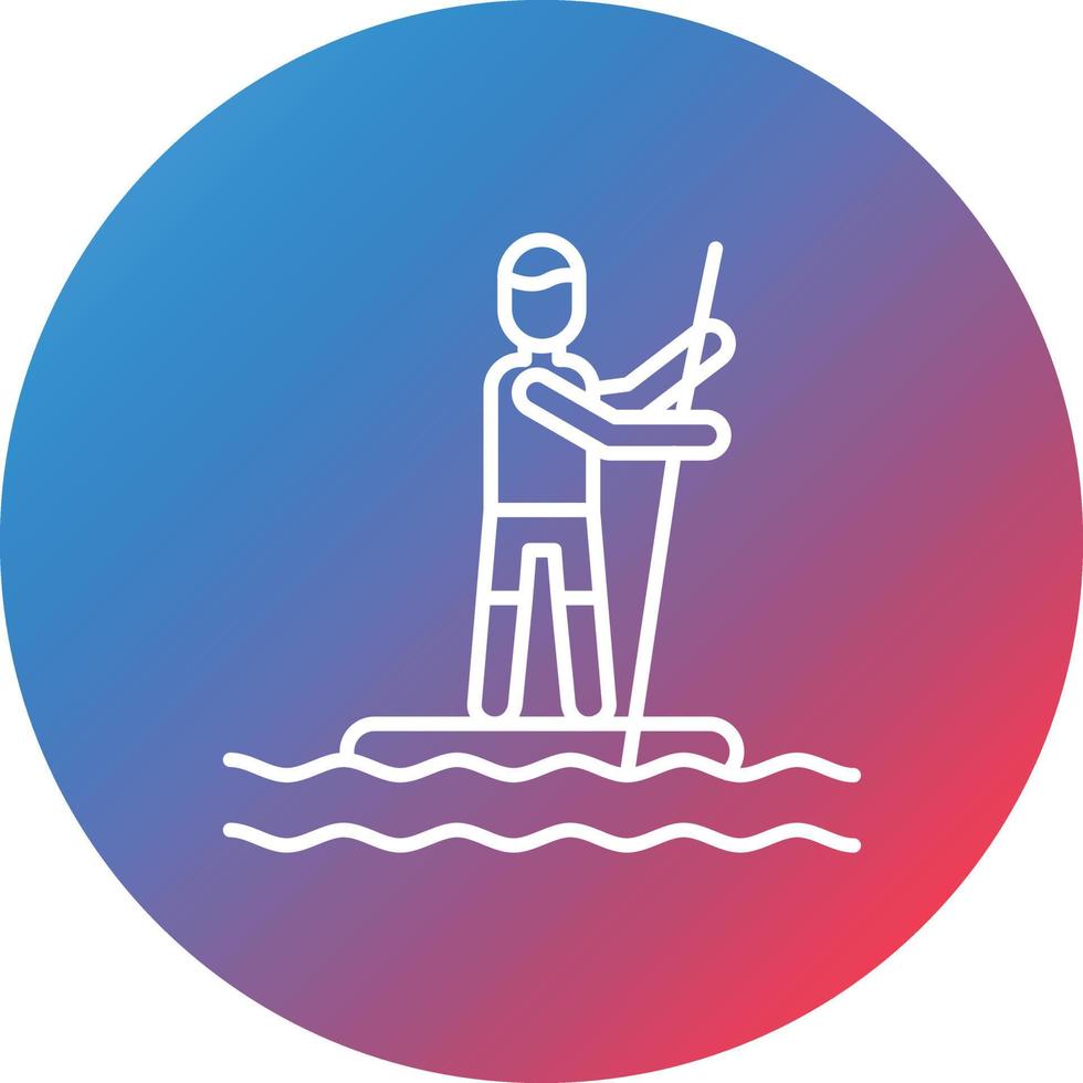 standup paddleboarding línea gradiente círculo fondo icono vector