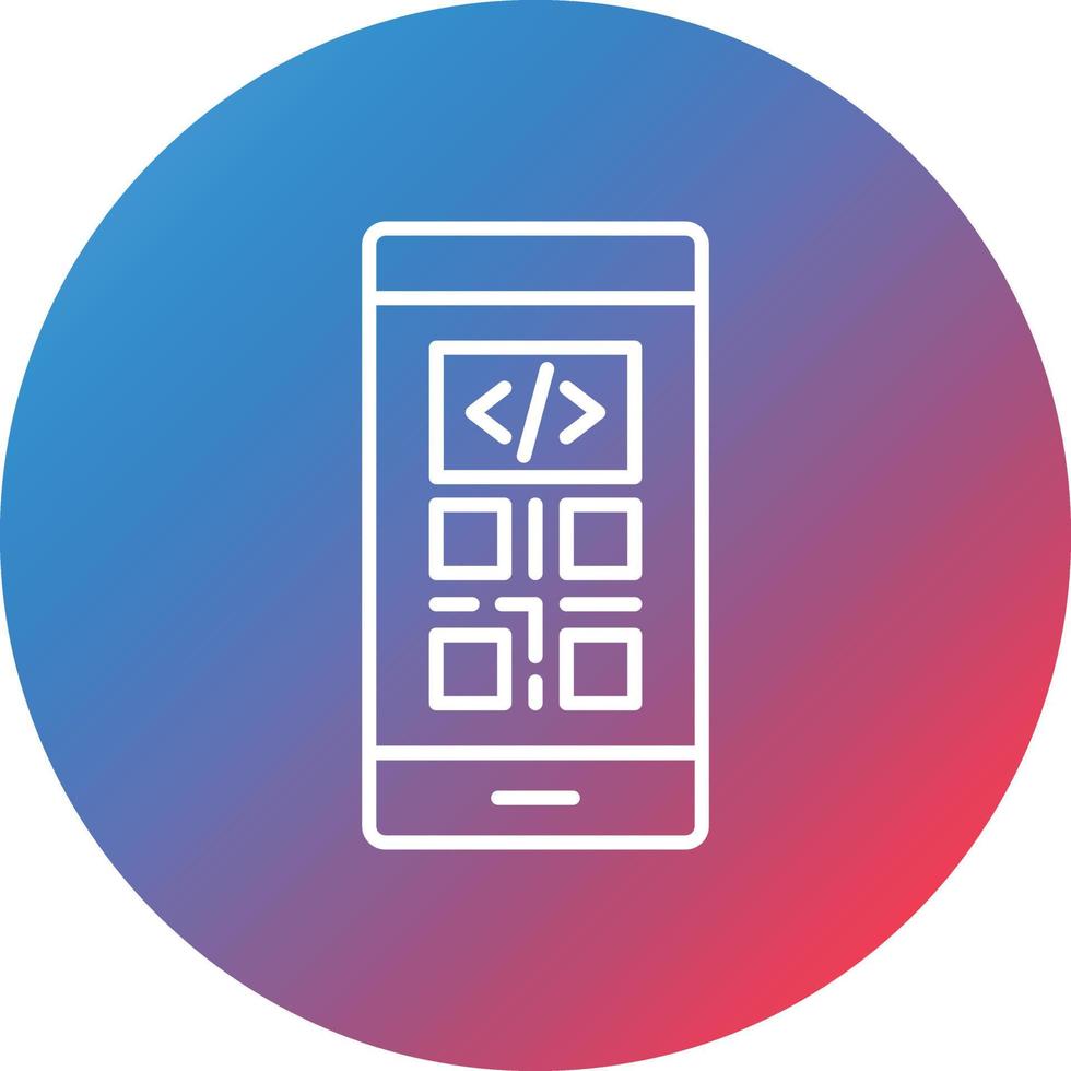 Smartphone Coding Line Gradient Circle Background Icon vector