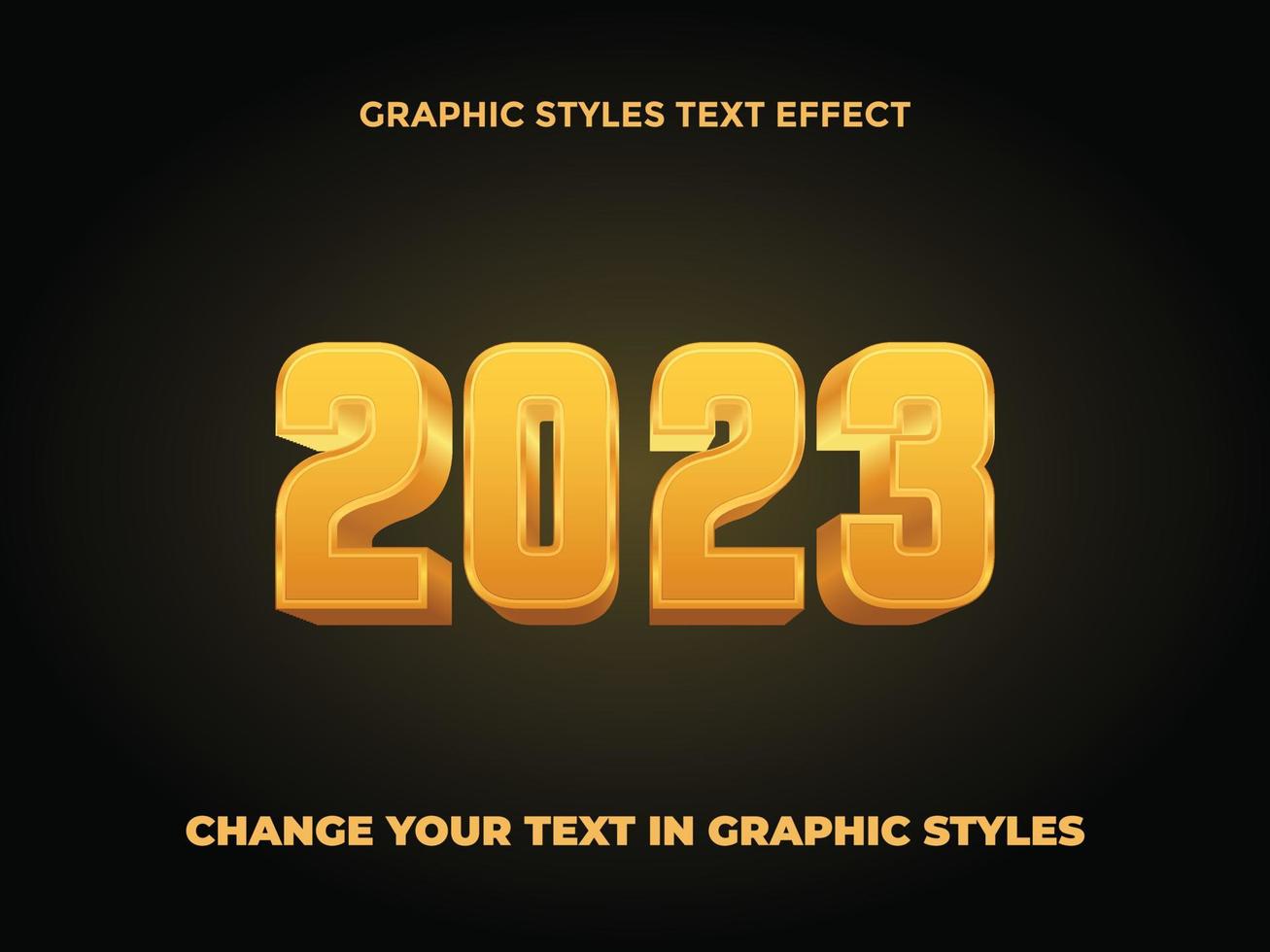 efecto de texto editable degradado dorado 2023 vector