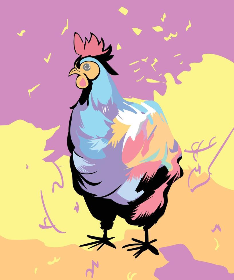rainbow chicken abstract art vector art