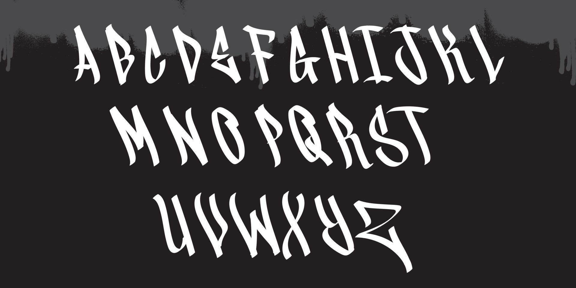 A set of Graffiti alphabet. Cool digital graffiti font. vector