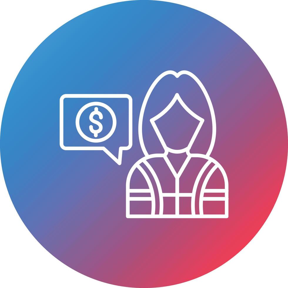 Financial Advisor Female Line Gradient Circle Background Icon vector