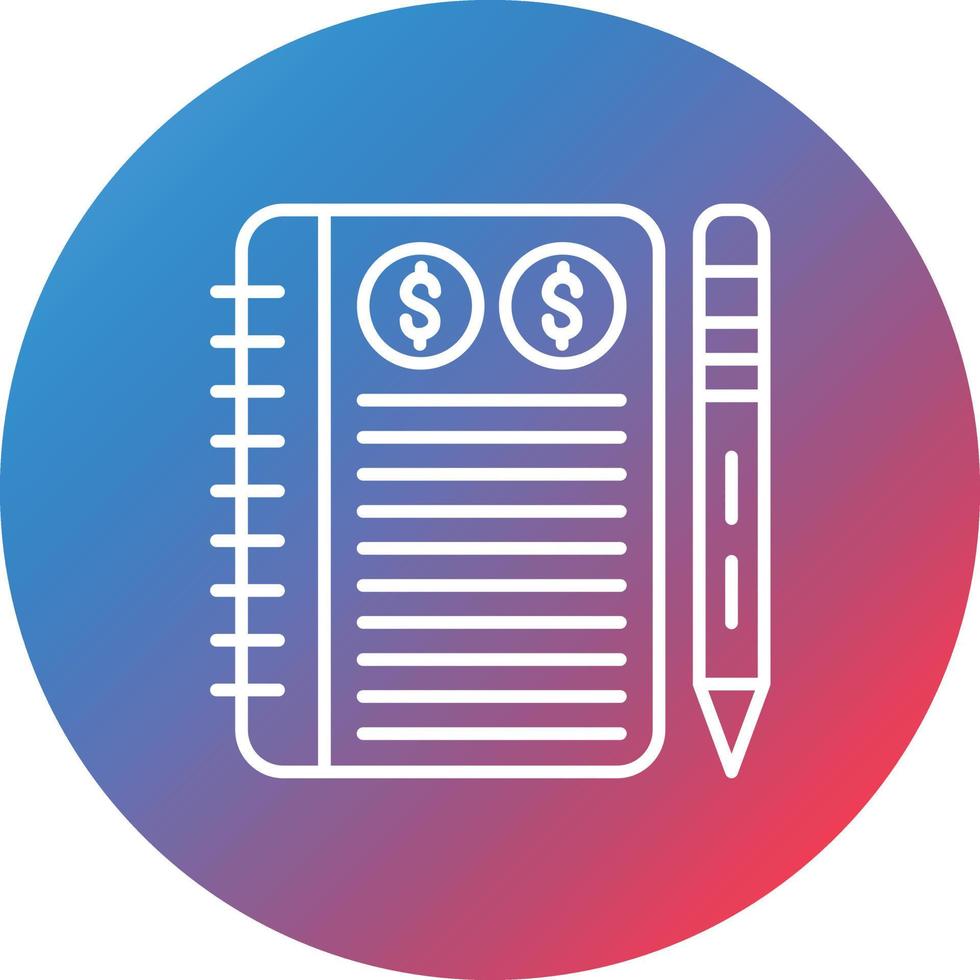 Journal Entry Line Gradient Circle Background Icon vector