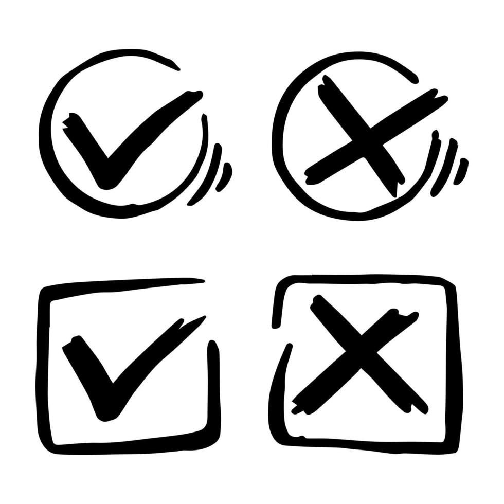 Tick and cross  signs. Checkmark OK and X icons. vector