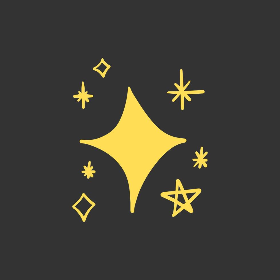 estrella brillante, estrellas parpadeantes. icono de brillo, icono de estrella limpia. aislado sobre fondo negro. ilustración vectorial vector