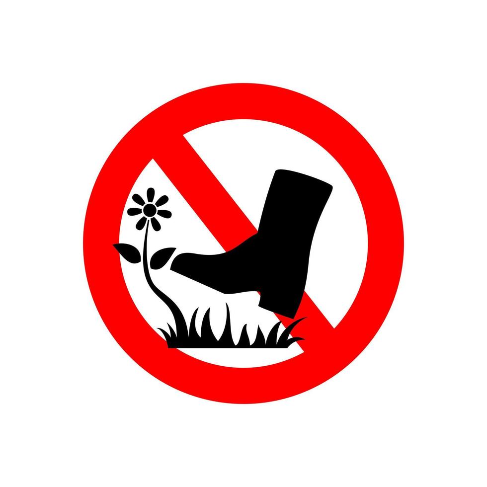 Caution, warning, please stay out of the yard, Do not step on the green grass or do not step on the garden icon. vector