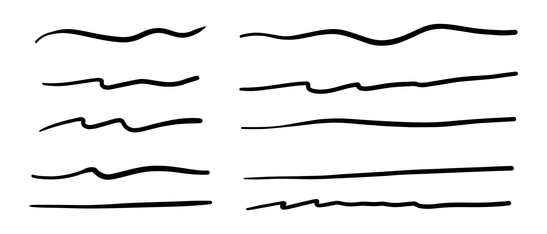 Vector set of hand drawn underline.