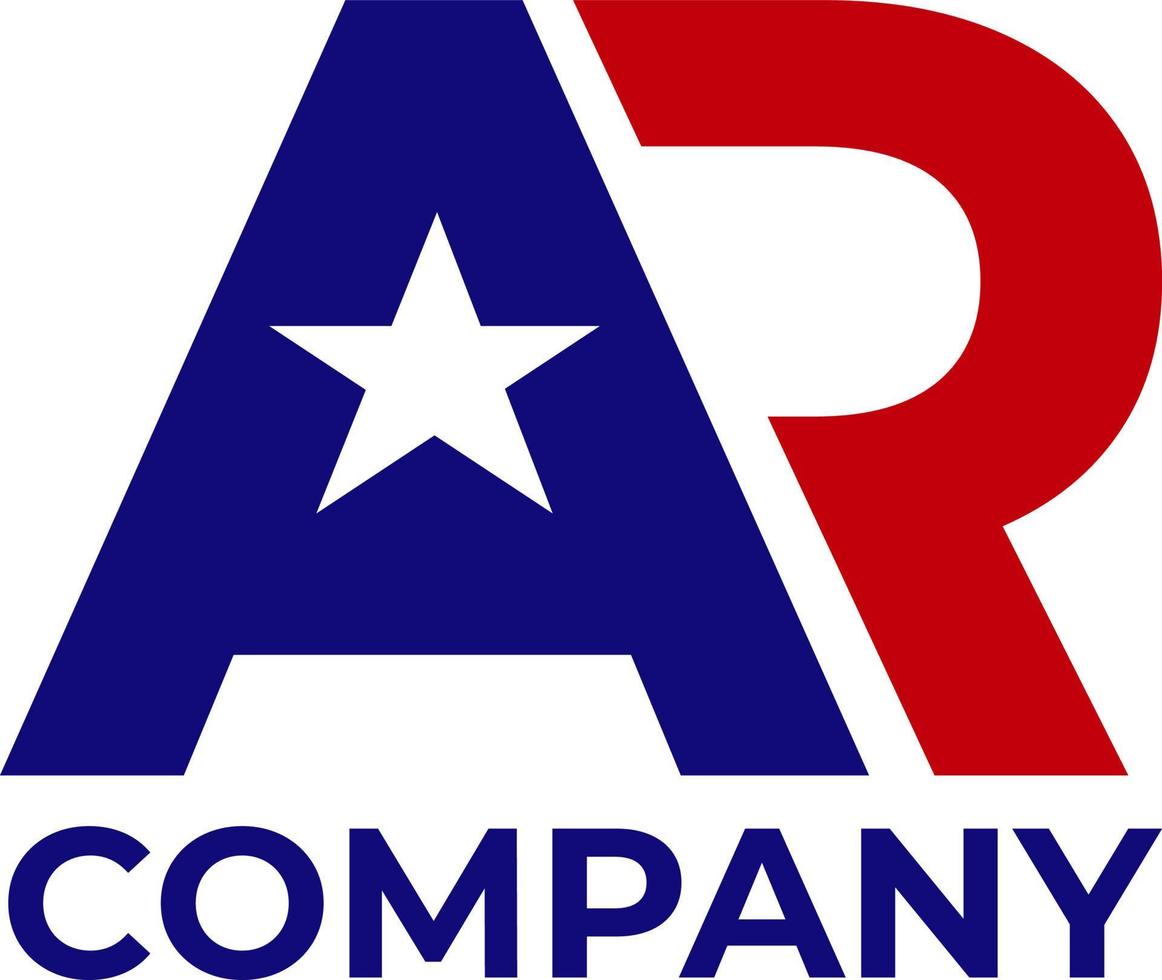 AR initial and star patriotic logo design pro vector