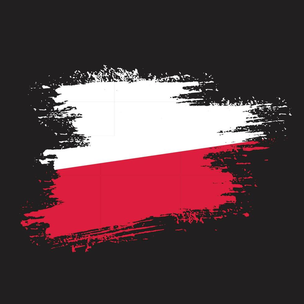 vector de bandera de polonia de trazo de pincel grunge