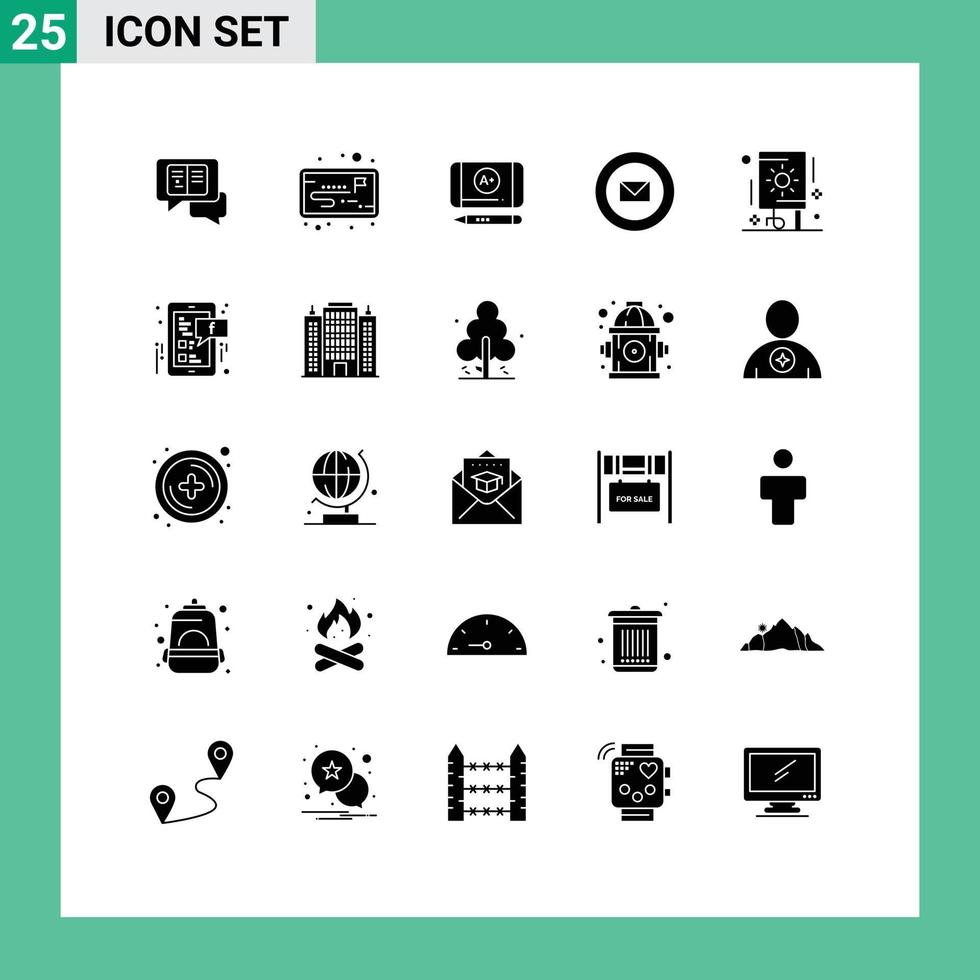 25 Thematic Vector Solid Glyphs and Editable Symbols of party festival achieve celebration sharp Editable Vector Design Elements