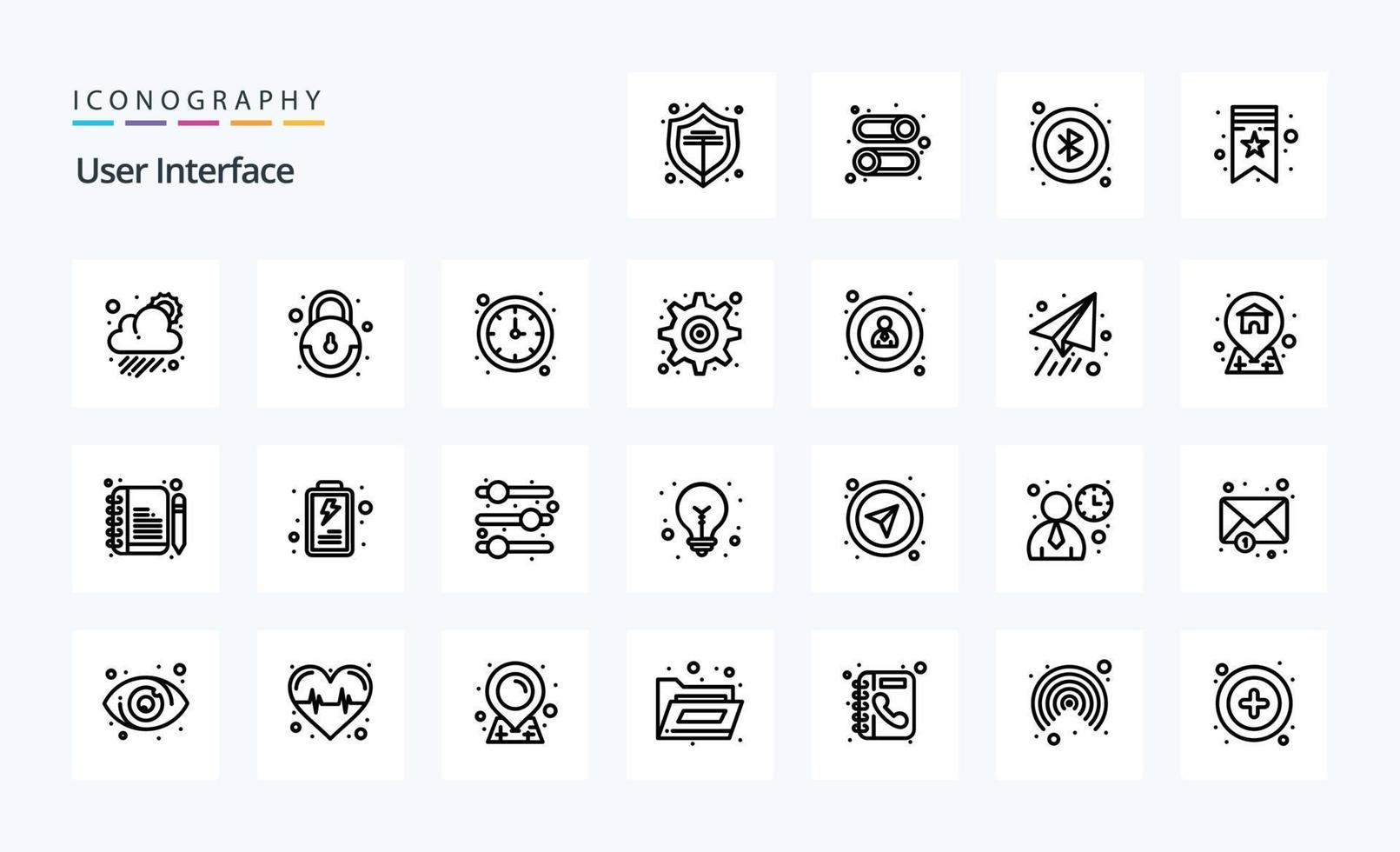 25 User Interface Line icon pack vector