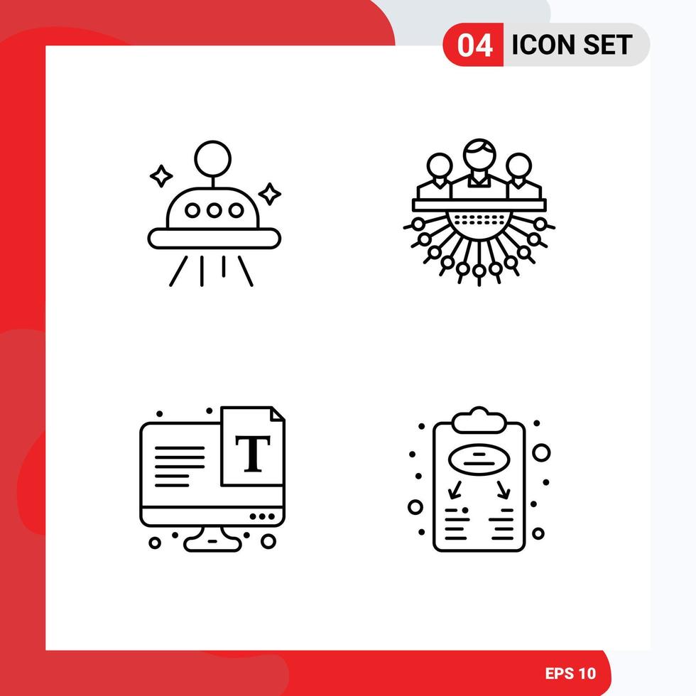 Line Pack of 4 Universal Symbols of astronomy text allocation management font Editable Vector Design Elements
