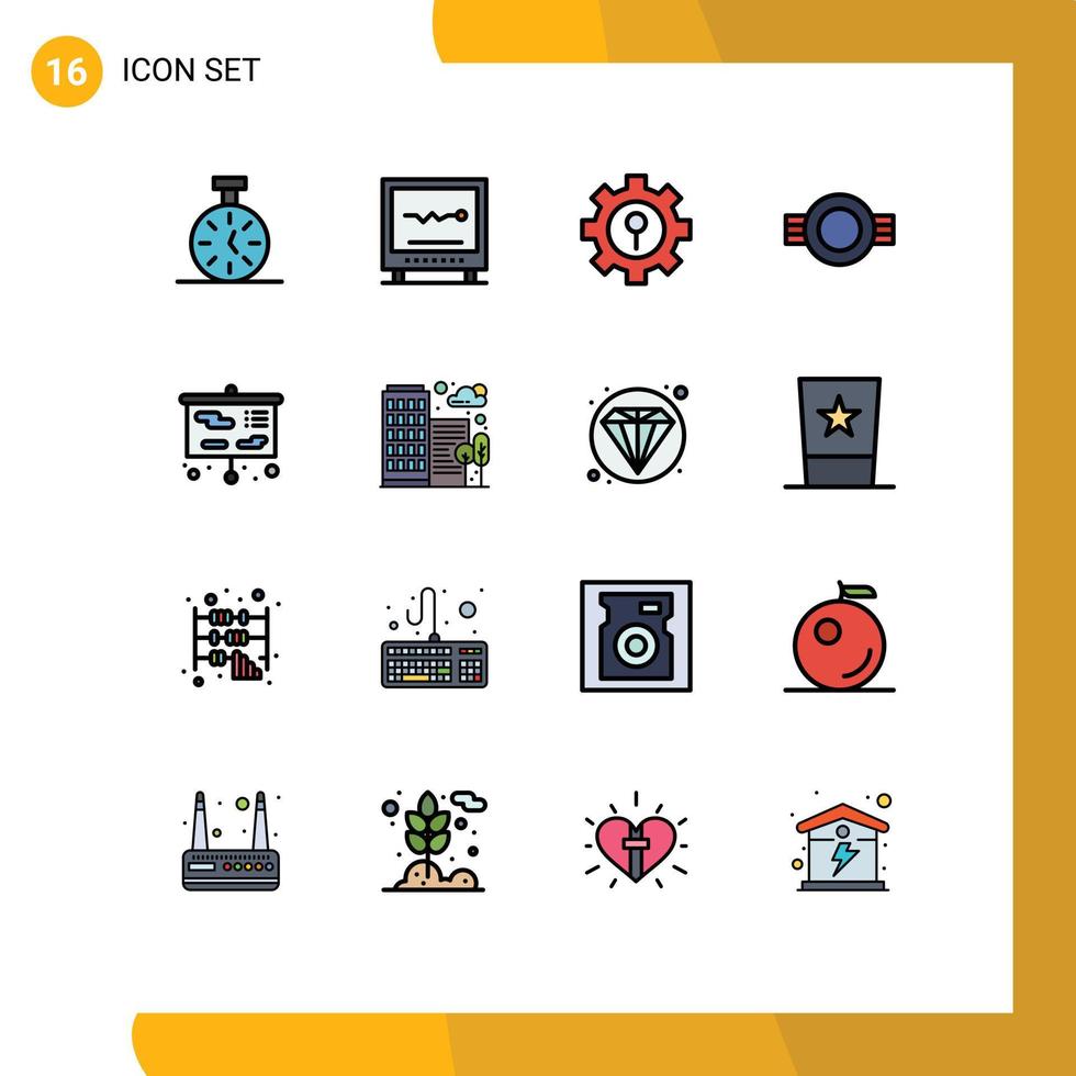 conjunto de 16 iconos modernos de la interfaz de usuario signos de símbolos para la insignia del hospital militar de rango que configuran elementos de diseño de vectores creativos editables