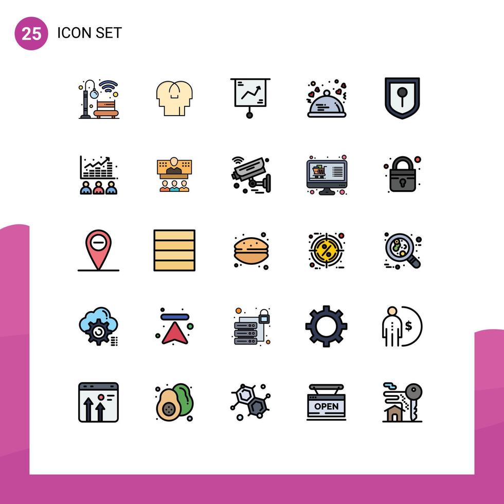 25 Creative Icons Modern Signs and Symbols of location restaurant chart lovers dinner Editable Vector Design Elements