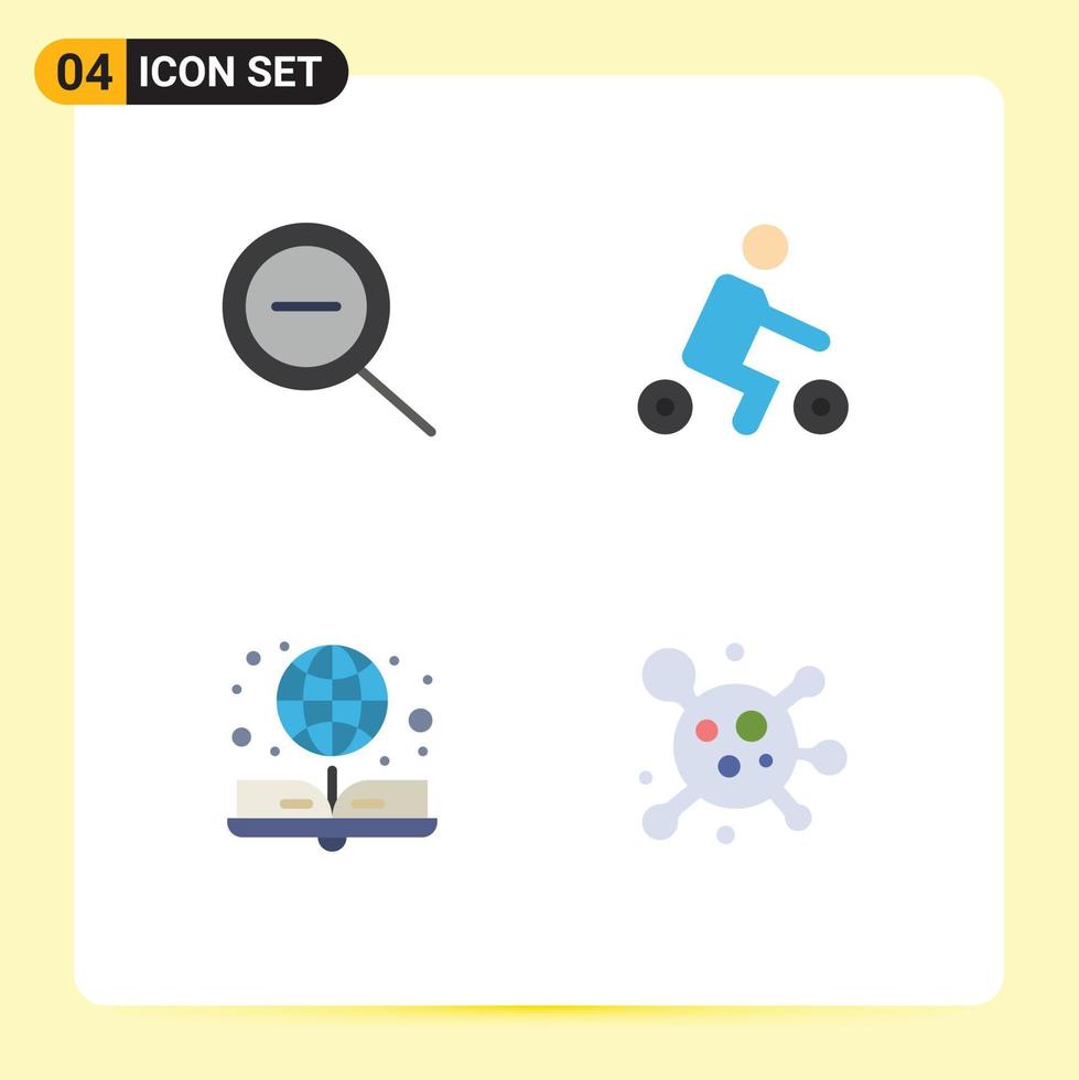 Group of 4 Modern Flat Icons Set for out online book riding book molecule Editable Vector Design Elements