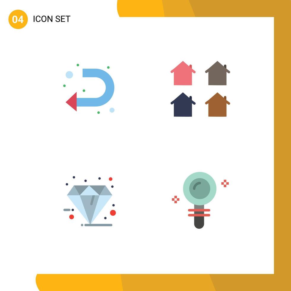 4 Flat Icon concept for Websites Mobile and Apps arrow black left houses friday Editable Vector Design Elements