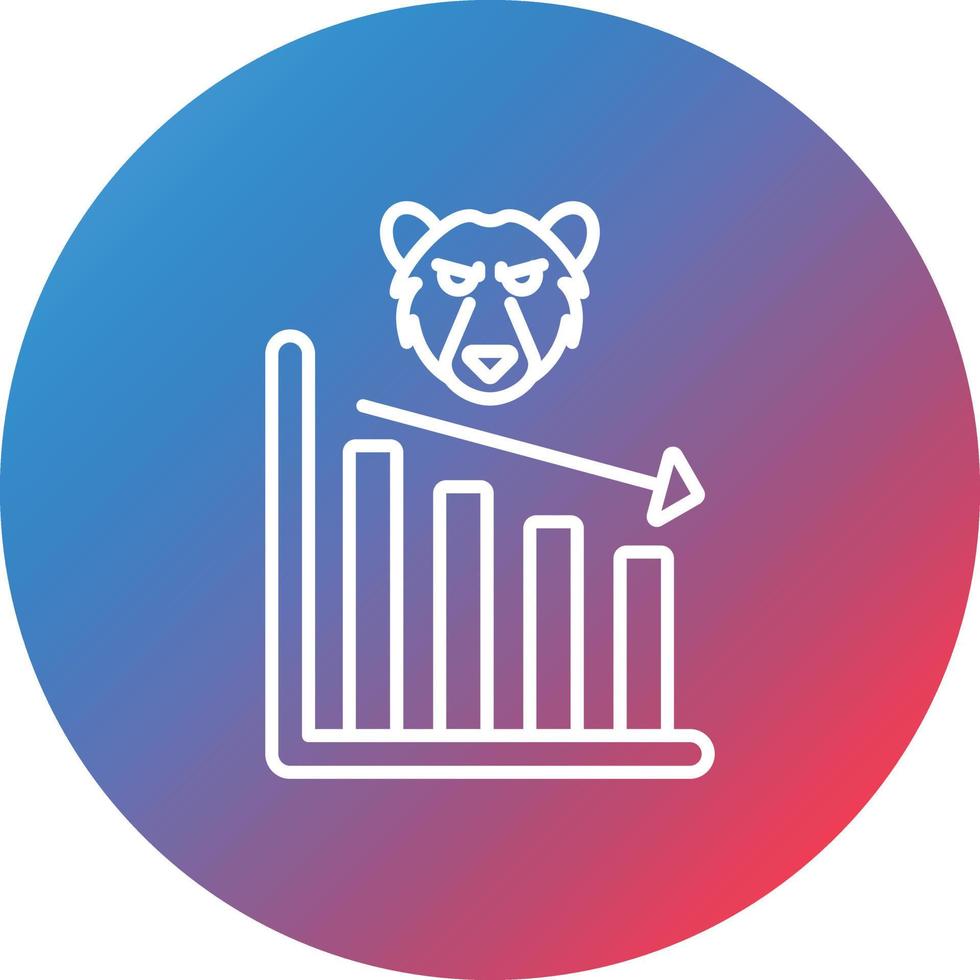 Bear Market Line Gradient Circle Background Icon vector