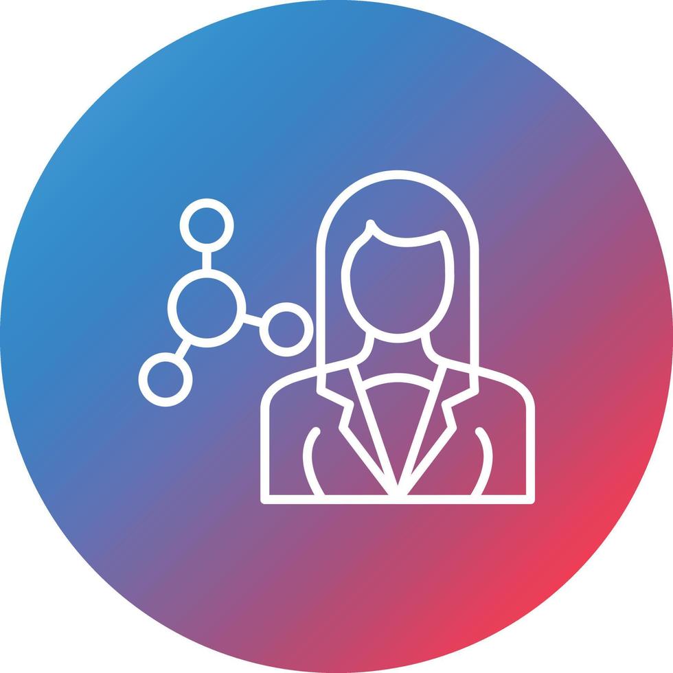Scientist Female Line Gradient Circle Background Icon vector