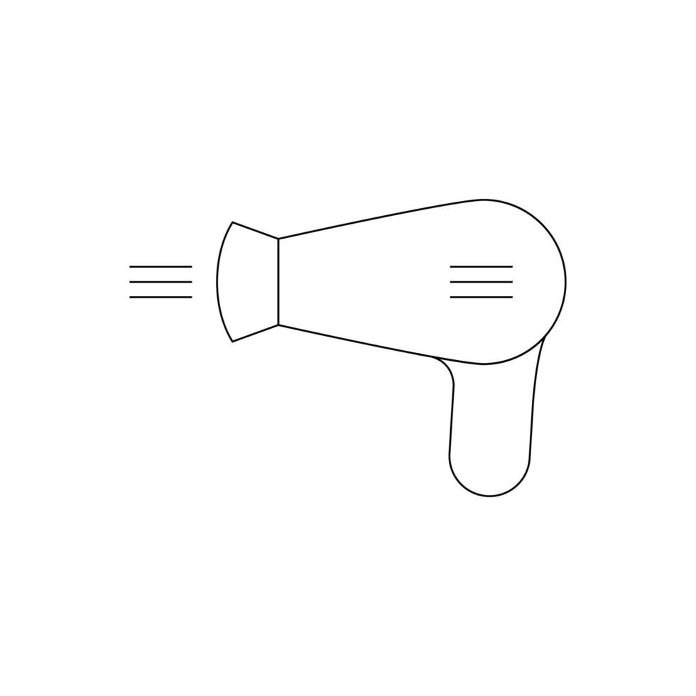 dryer hair icon, hairdryer with blow air, use appliance, thin line web symbol on white background vector