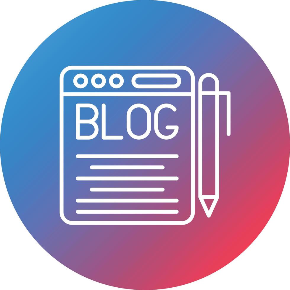 icono de fondo de círculo degradado de línea de blog vector