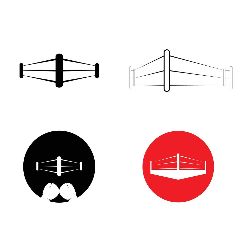 simple boxing ring logo illustration design vector