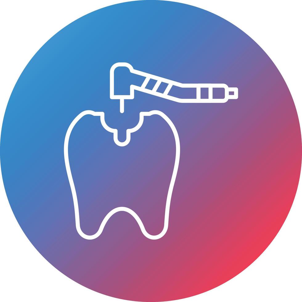 Tooth Drilling Line Gradient Circle Background Icon vector