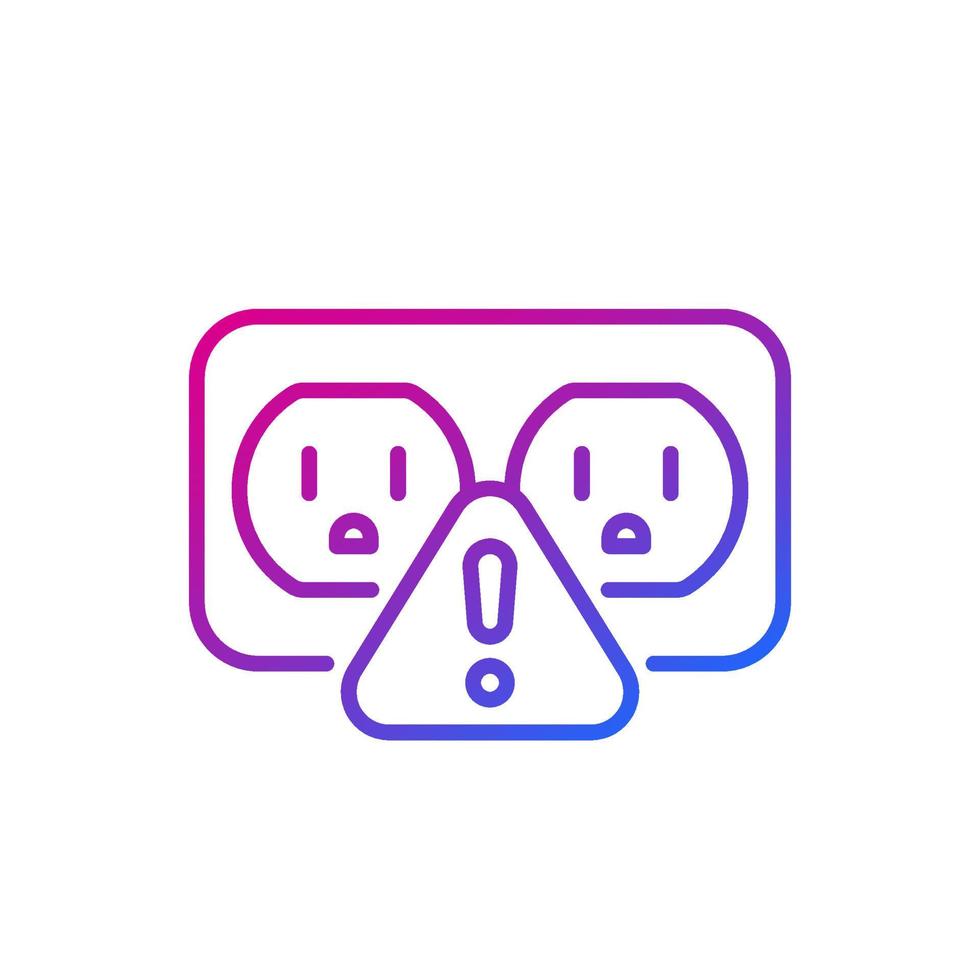 socket warning line icon on white vector