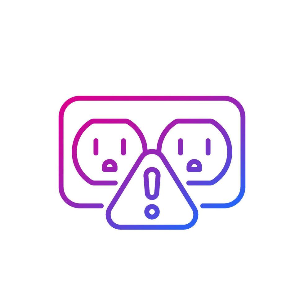 socket warning line icon on white vector