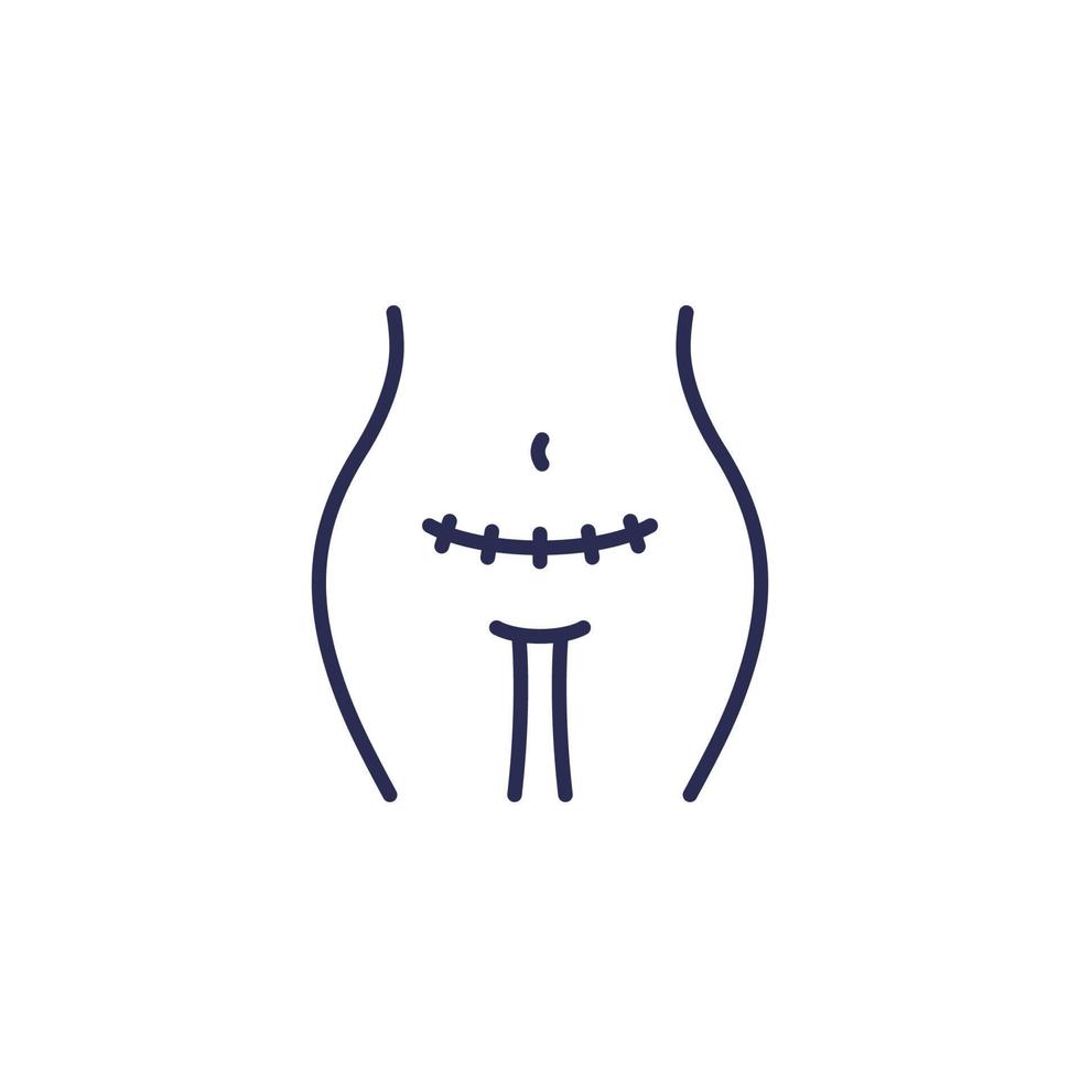 cesarean section, scar line icon vector