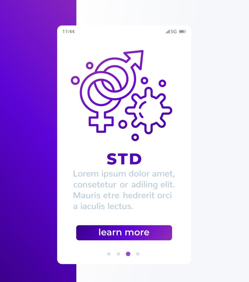 Sexual transmitted disease, STD banner design with line icon vector
