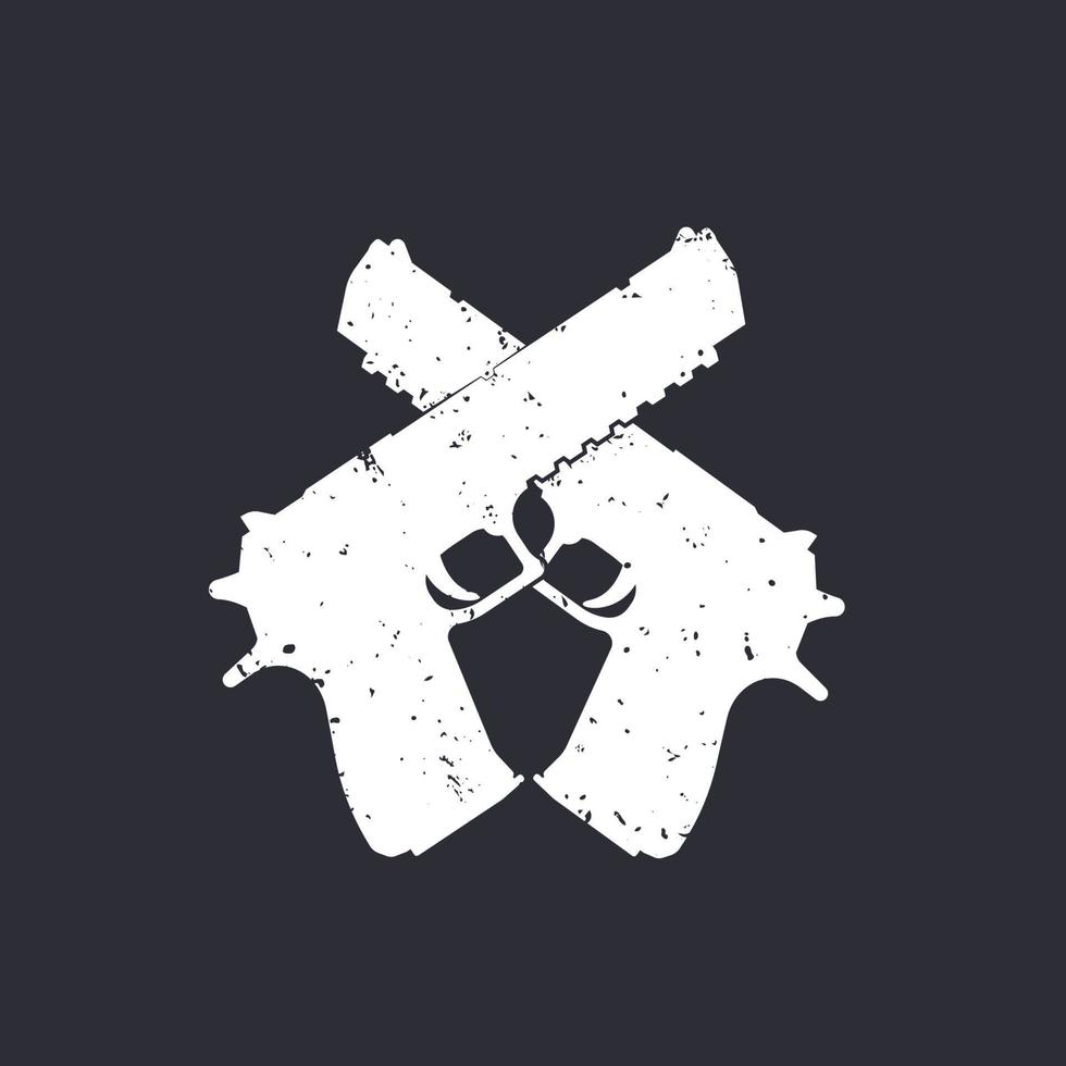 crossed pistols silhouette, grunge effect can be removed vector