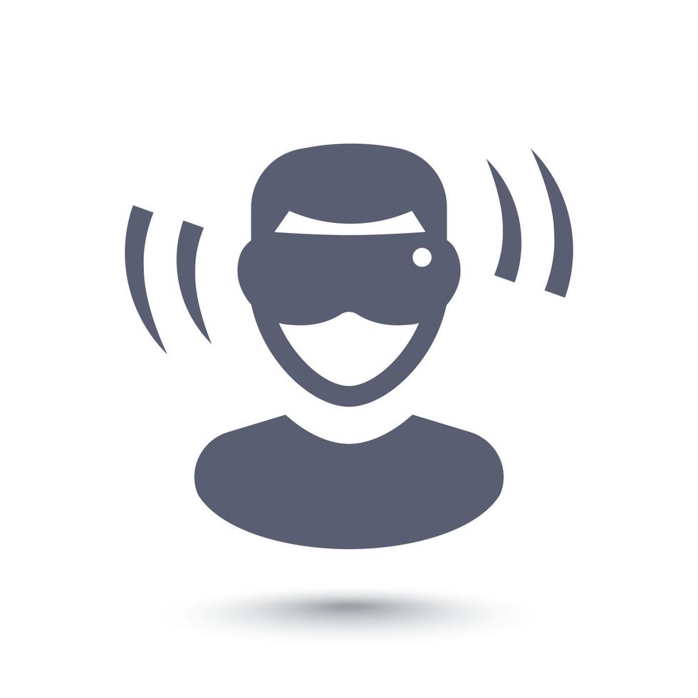 icono de gafas de realidad virtual, hombre en auriculares vr aislado en blanco vector