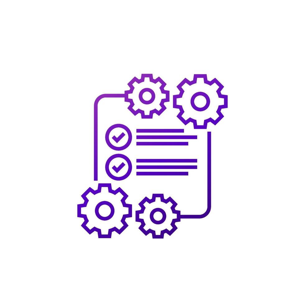 check list with gears, project execution line icon vector