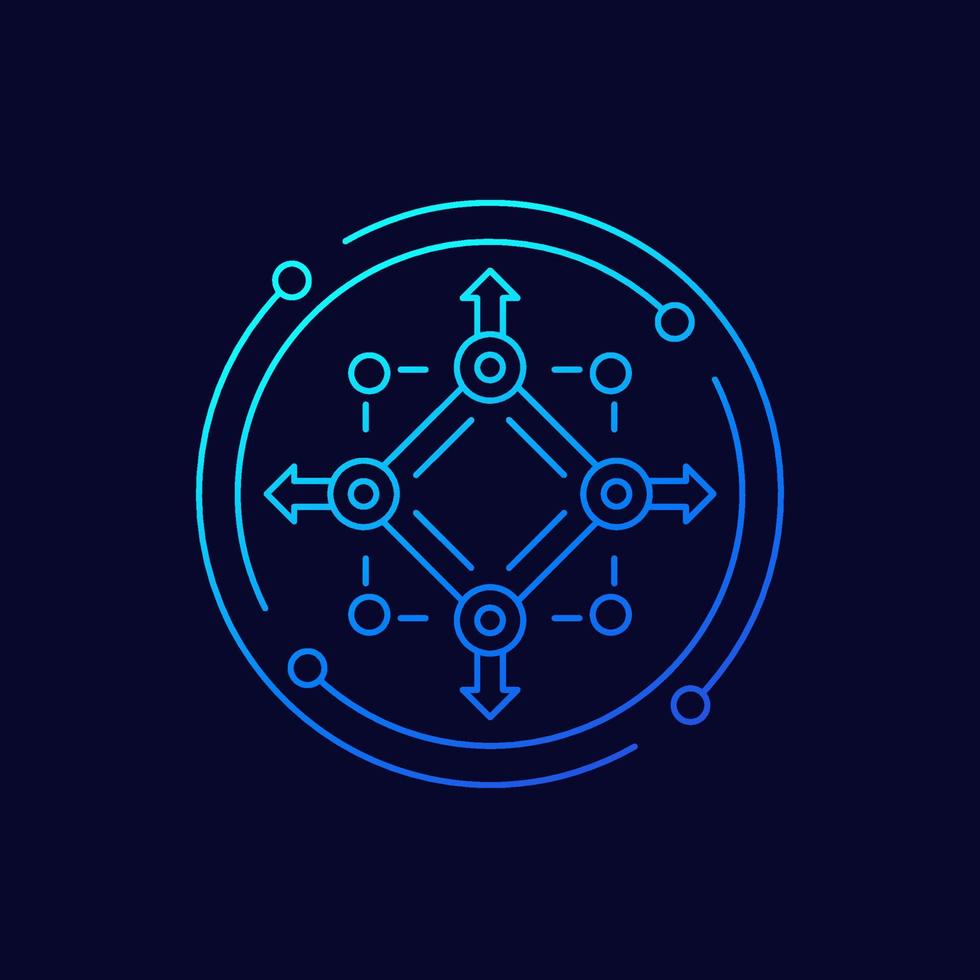 icono de vector de línea de distribución con flechas