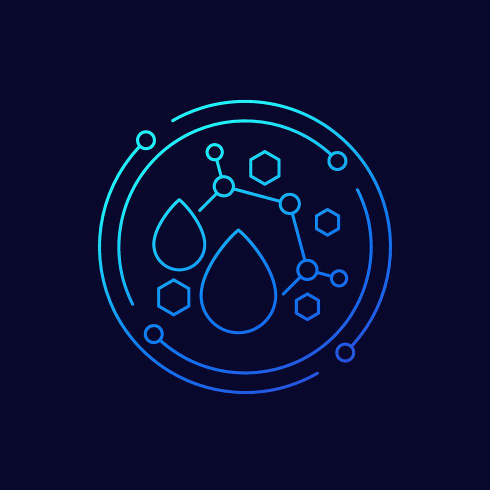 nano particles line icon with drops, vector design