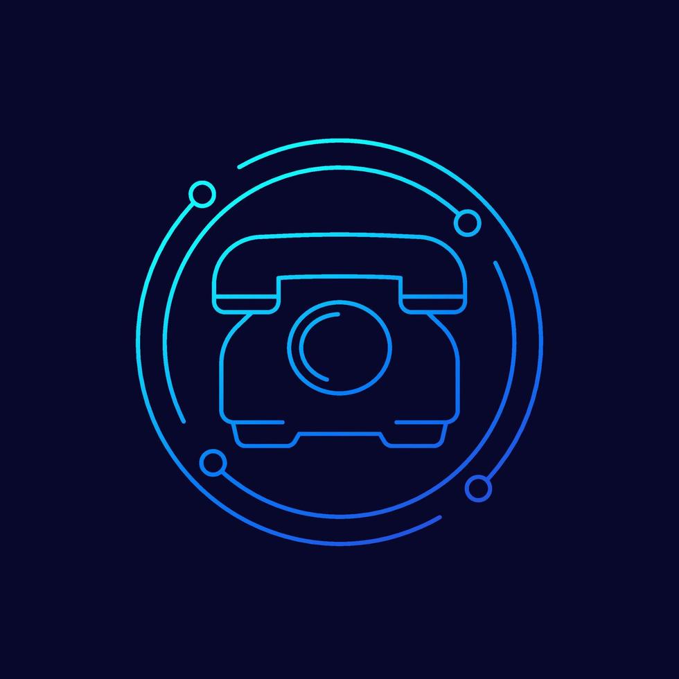 old phone icon, retro telephone line vector