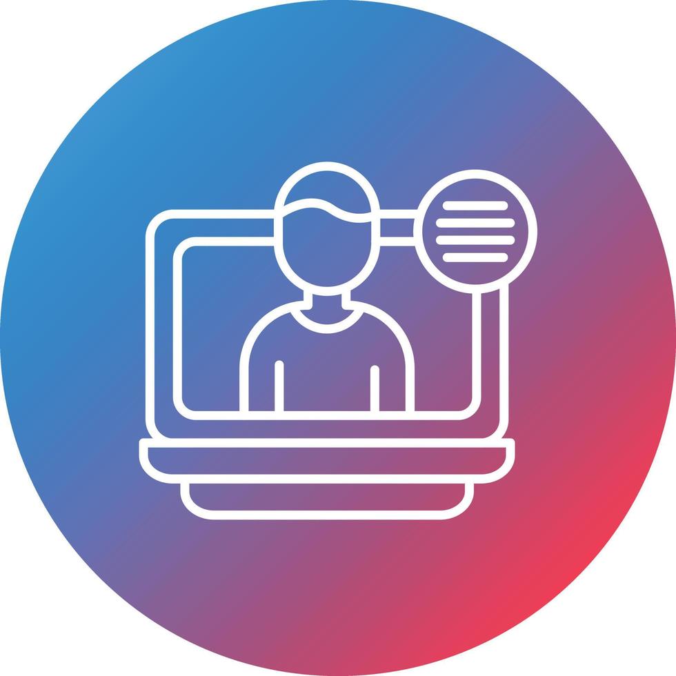 Male Blogger Line Gradient Circle Background Icon vector