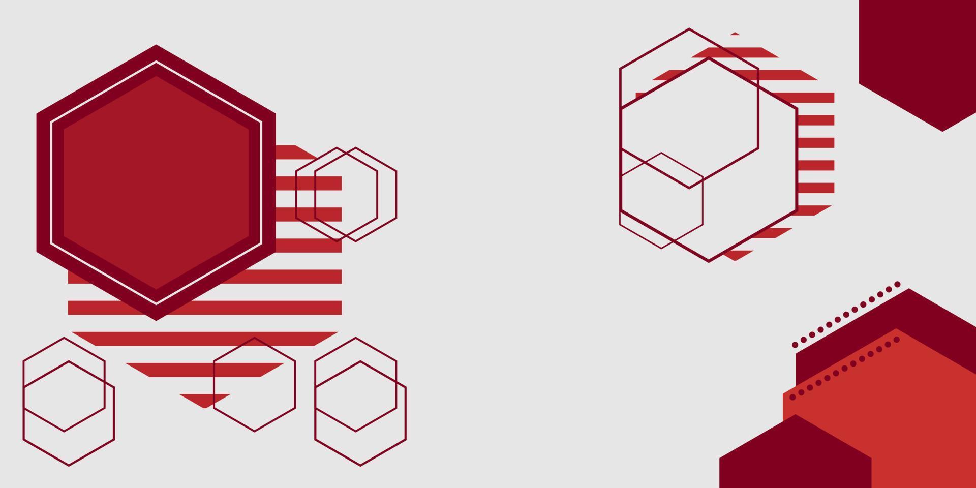 Red abstract background, with hexagonal shape flat and red solid color vector