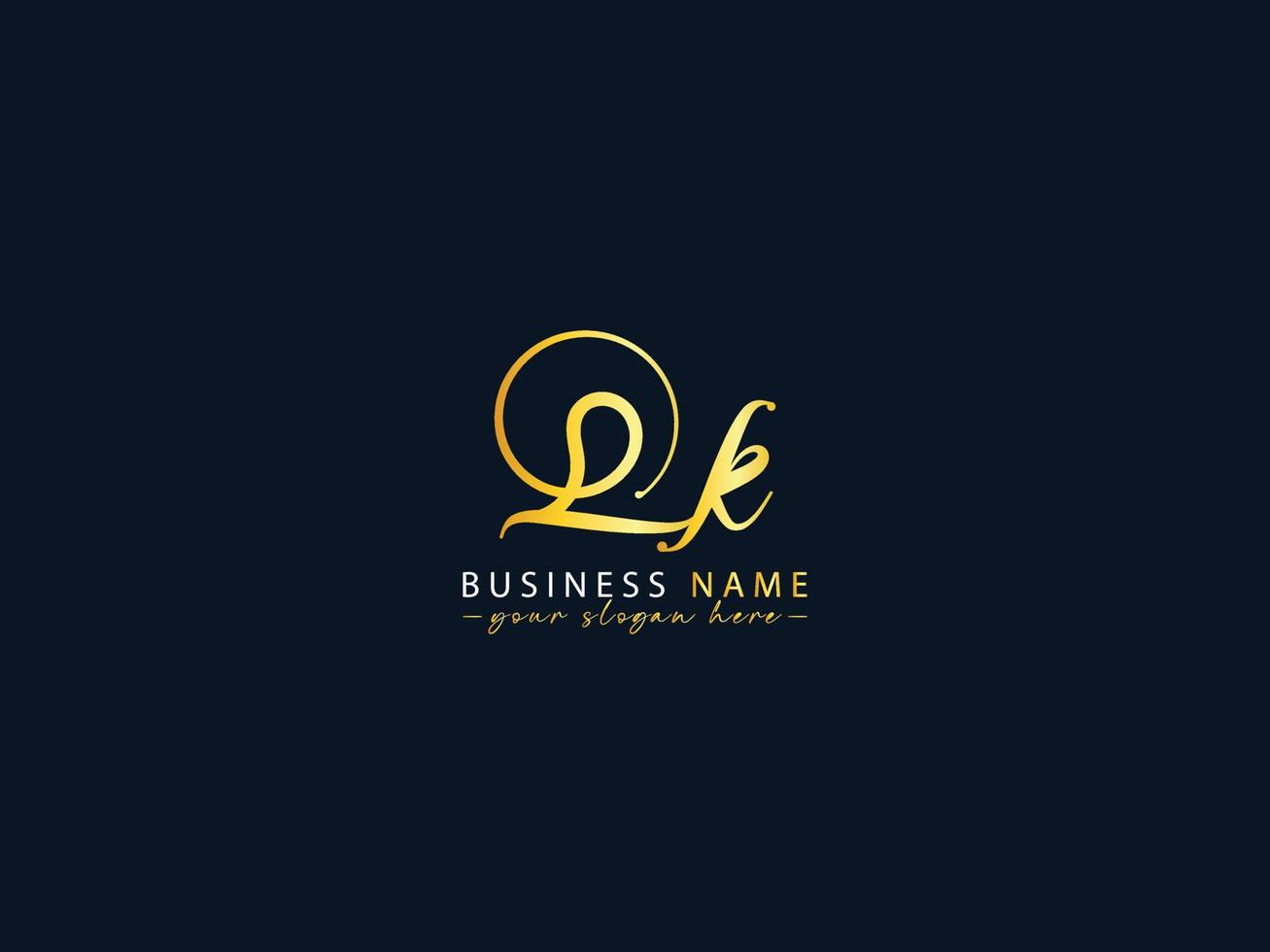 Luxury Qk Logo Letter, Calligraphy qk Letter Logo Vector