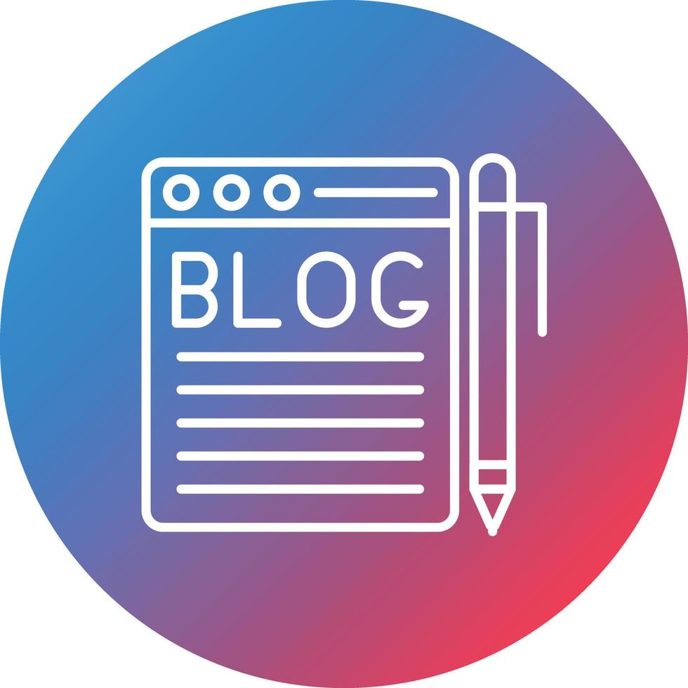 icono de fondo de círculo degradado de línea de blogs vector