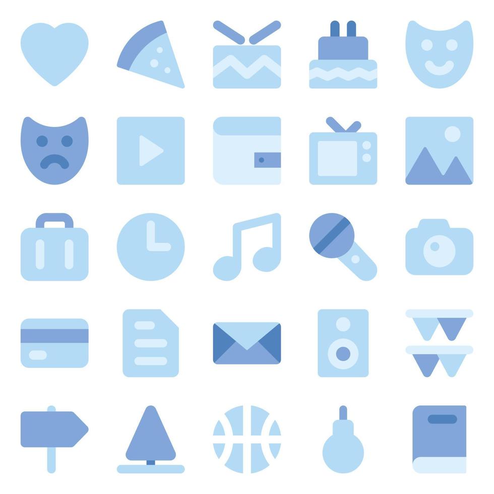 iconos planos azules para navidad. vector